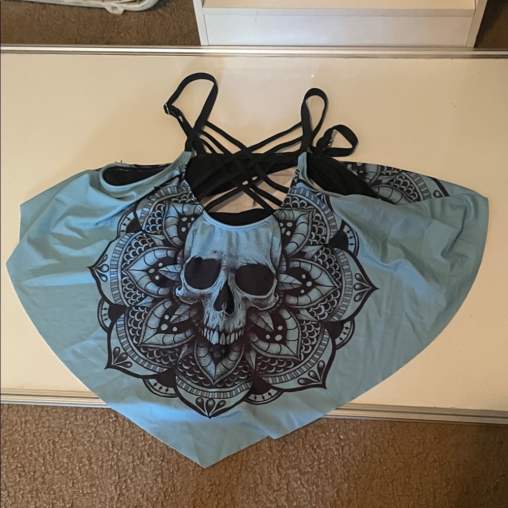 SHEIN Blue and Black Skull Bikini